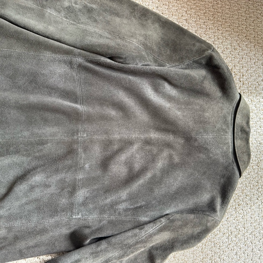 Banana Republic Olive Brown Suede Leather Single Breasted Jacket Coat - Picture 11 of 11